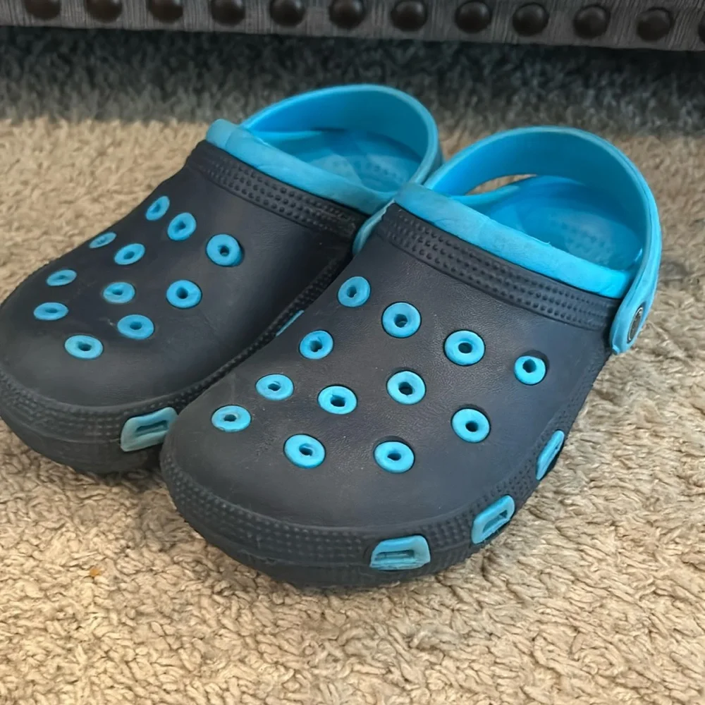 Blue Kids Crogs size 2